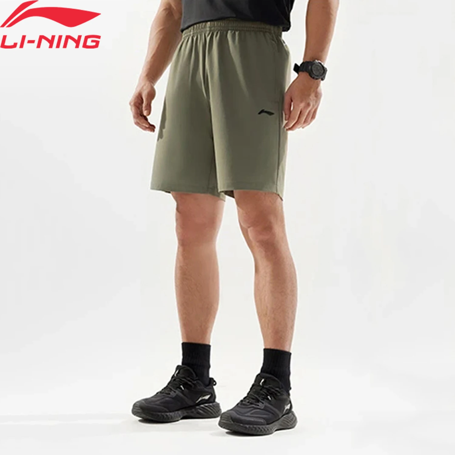 

Мужские тренировочные шорты Li-Ning AT DRY ULTRA Reguler Fit LYCRA 86% полиэстер 14% эластиновые удобные спортивные штаны для фитнеса с подкладкой AKSV111