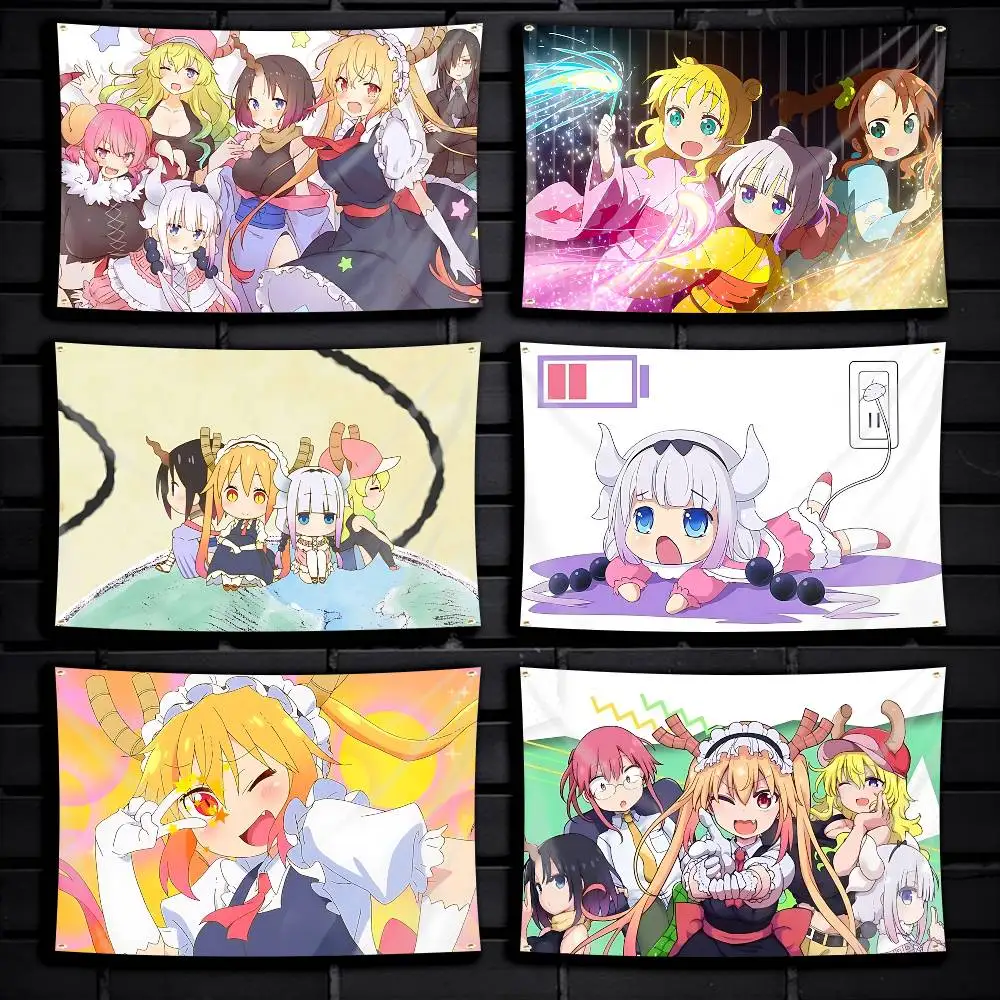 K-Kobayashi-s D-Dragon Maid Anime Flag Tapestry Banner for Bedroom Living Room Outdoor Camping Custom Supported