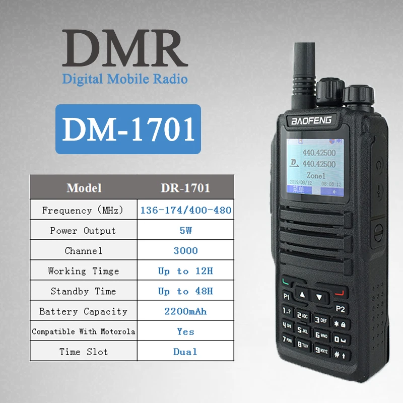 Imagem -04 - Baofeng-walkie Talkie Digital Rádio Analógico Open Gd77 Dmr Uhf Vhf 5w Slot de Tempo Duplo Tier1 Tier2 Dm1701 Atualização do Dr1801