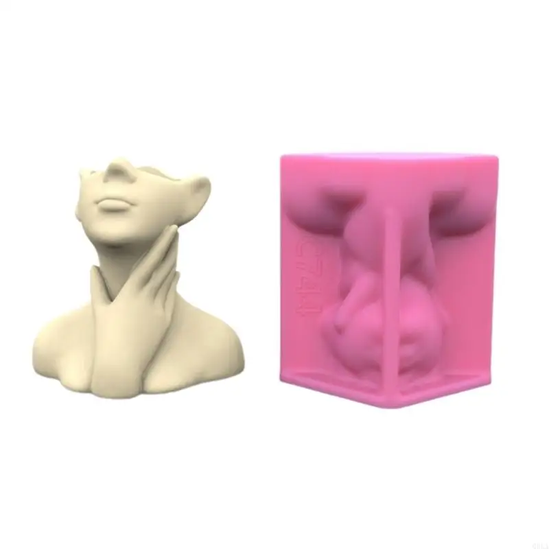 

Q0KA Abstract Portrait Vase Molds Unique Flowerpots Silicone Mould for Making Planter