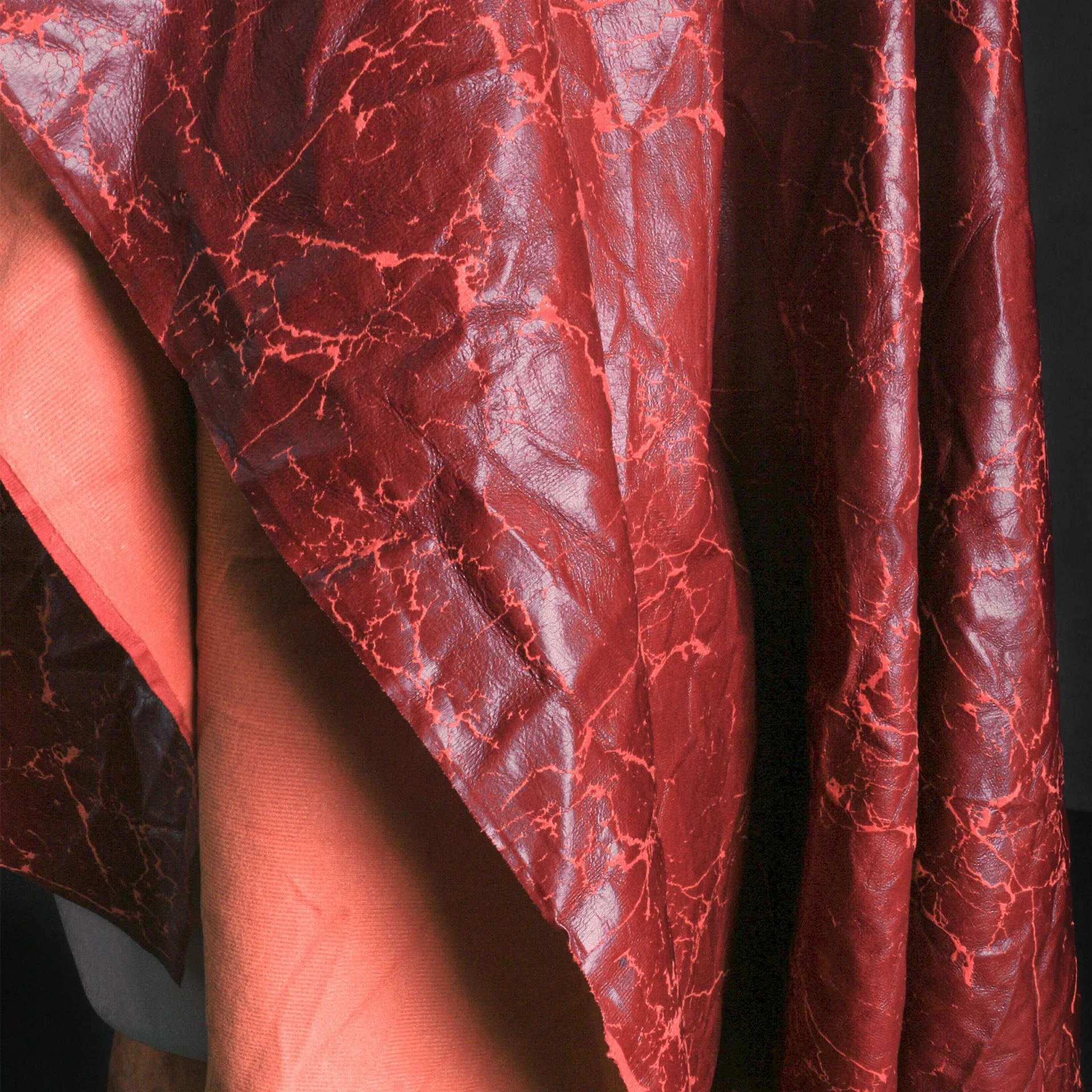 

1yard Red rock plush leather fabric Wrinkle feeling composite aging tissu Coat,skirt，bag diy designer Fabrics for patchwork