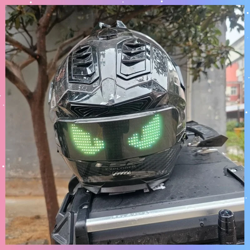 Cyber Punk LED Helmet Display Cosplay Props For Motorcycle Helmet Tail Light Helmet Warning Light Moto Cycling Accessories Gift