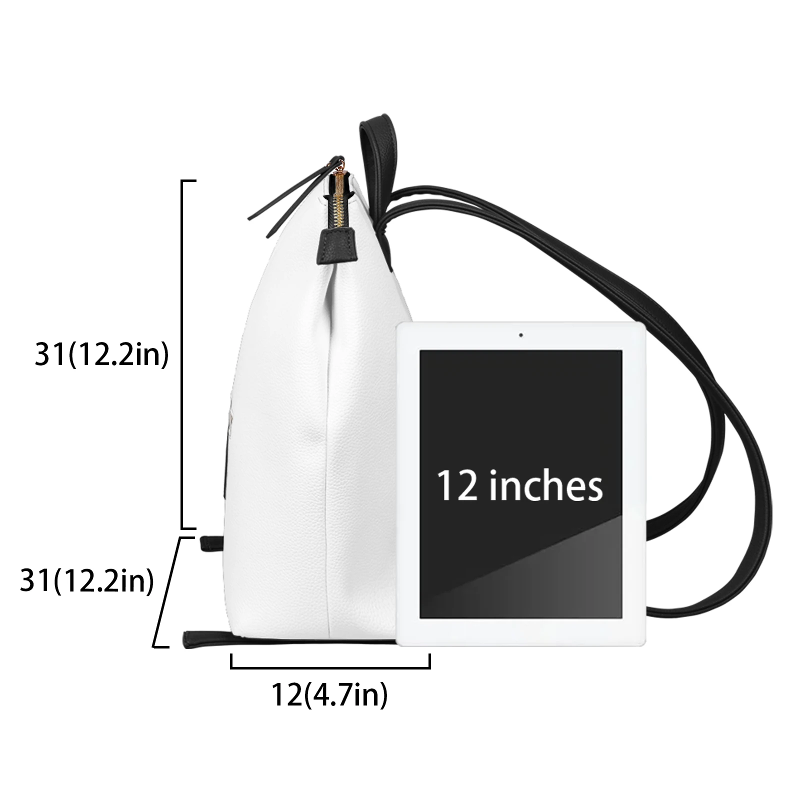 1 Pc PU Leather Backpack, Capacity Adjustable School Travel Bag Capacity Shoulder Handbags Custom Print On Demand