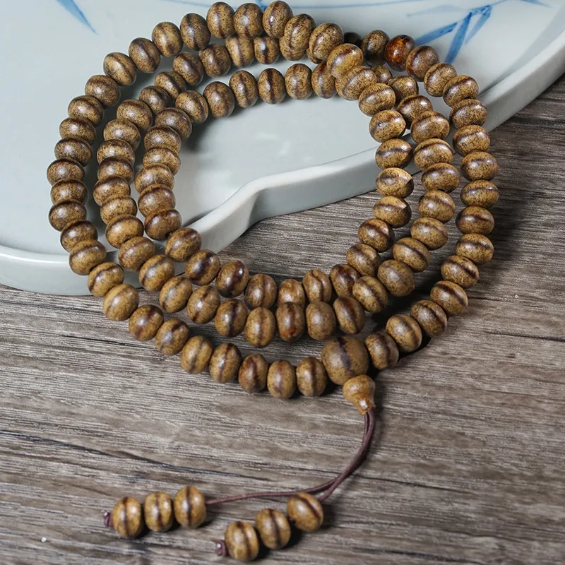Kalimantan First Line Agarwood Buddhist Bead Bracelet Old Loess Material Hand String for Men and Women Prayer Beads Gifts
