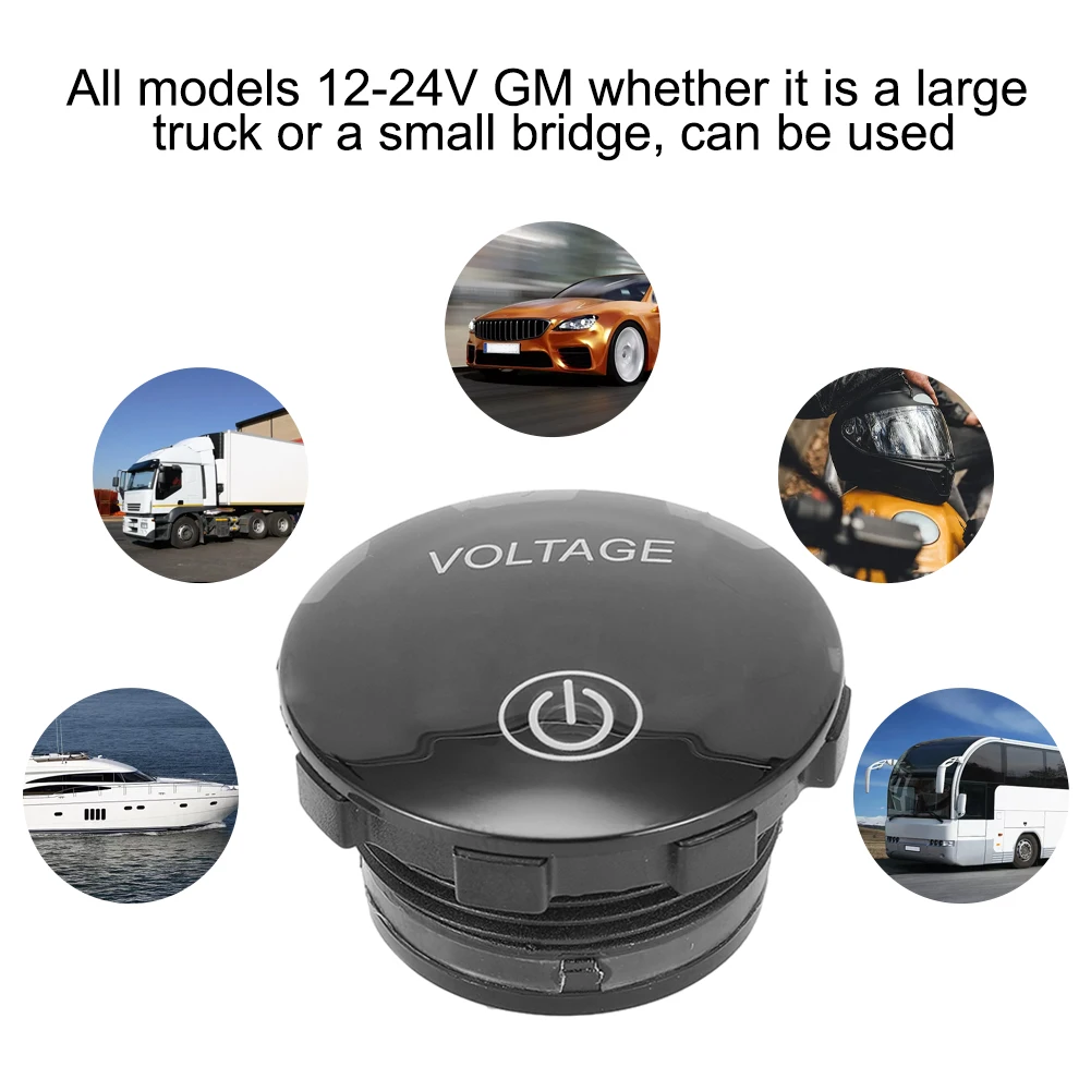 Voltmeter Short Glossy Voltmeter with Touch Switch for Car Boat Motorcycle for atv RV for camper Battery Voltage Display