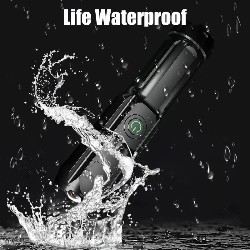 Powerful LED Flashlight 100000 Lumen Tactical Flashlights Rechargeable USB 18650 Waterproof Zoom Fishing Hunting LED Flashlight image 4