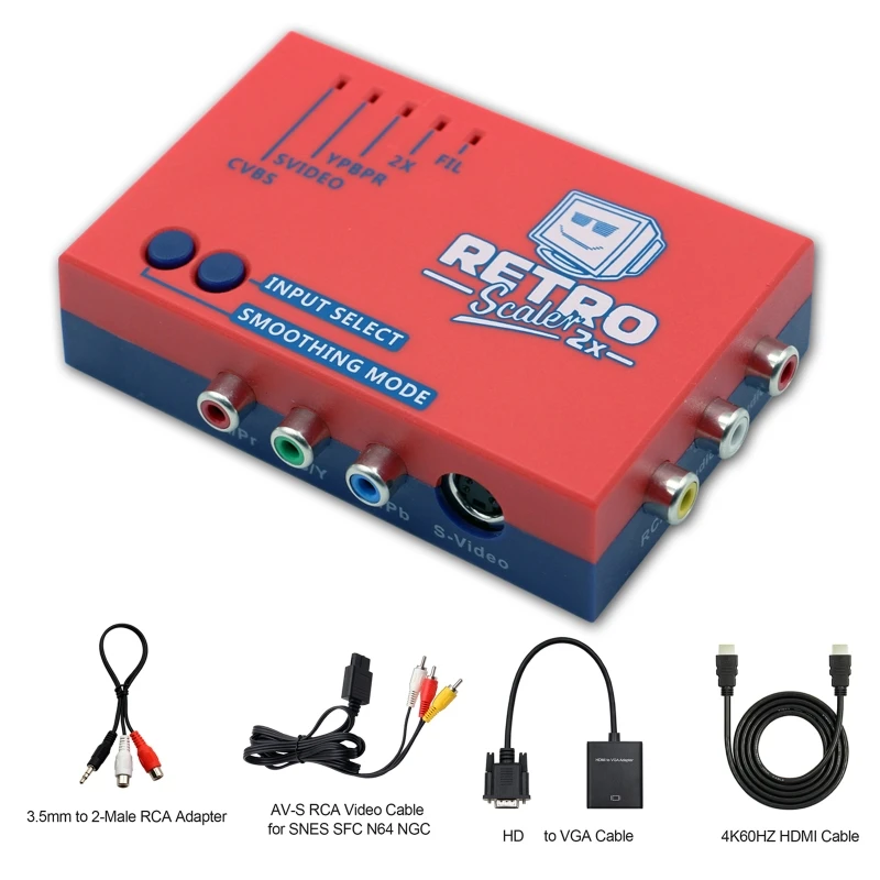 

RetroScaler2x A/V to HDMI-compatible Converter and Line-doubler for Retro Game Consoles PS2/N64/NES/Dreamcast/Saturn