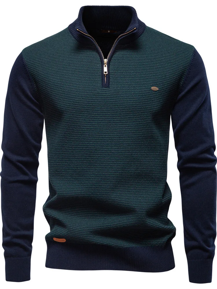 

Повседневный мужской вязаный свитер с воротником-стойкой, дышащий, машинная стирка, длинный рукав, хлопок, для отдыха, модный, для ношения под одеждой