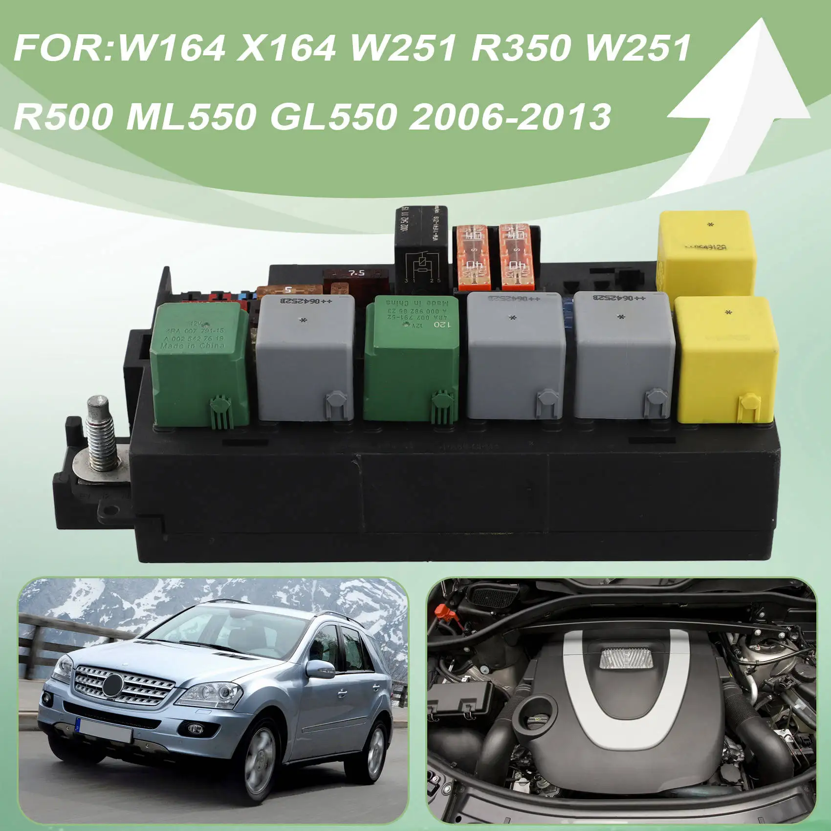 

Front Relay Fuse Box For W164 X164 W251 R350 W251 R500 ML550 GL550 2006-2013 1645400072-T61C