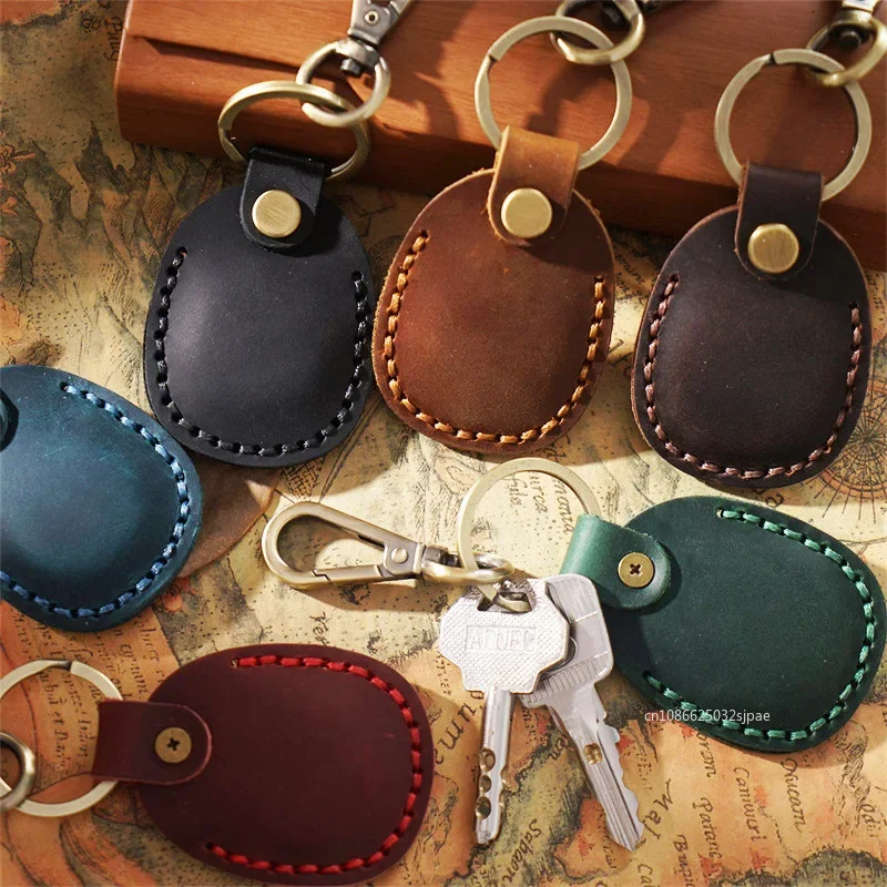 Retro Leather Keychain Keyring for Airtags Protective Case Suitable for Protective Case Anti-lost Tracker Locator Device