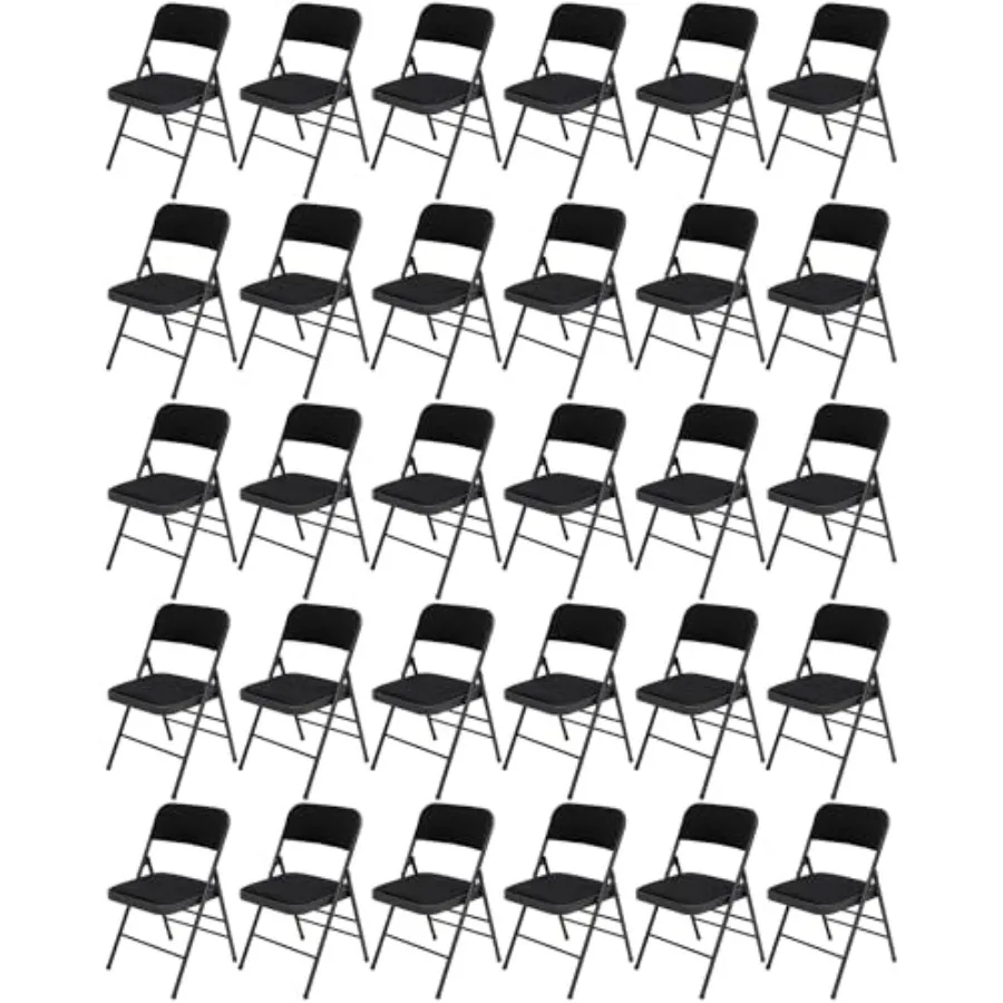 

Набор из 30 черных складных стульев с тканевой обивкой и мягкими подушками для дома, офиса и улицы