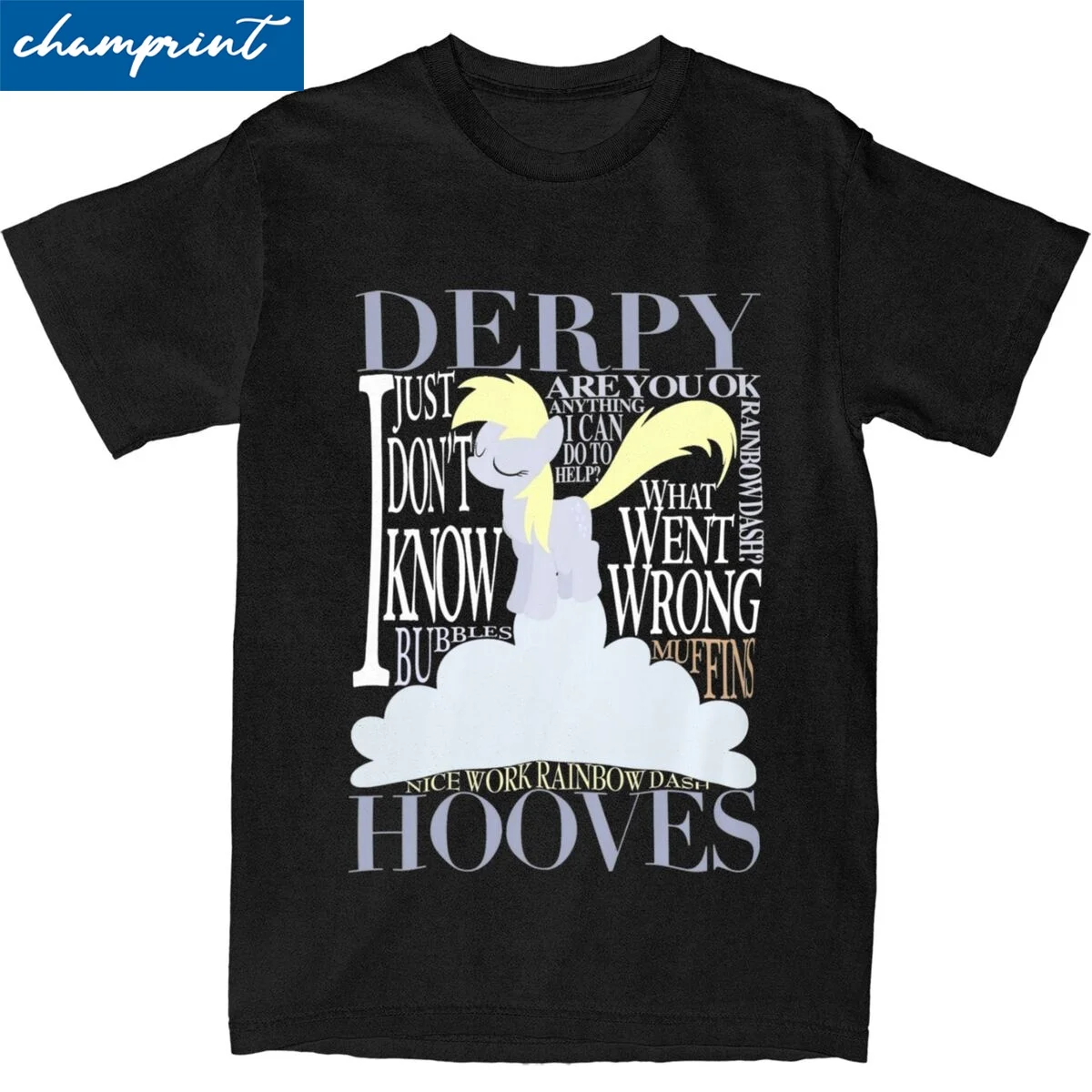 Streetwear Cute Ponies The Many Words Of Derpy T Shirt For Men Women Round Neck Short Sleeve Tops 100%Cotton Summer Clothes