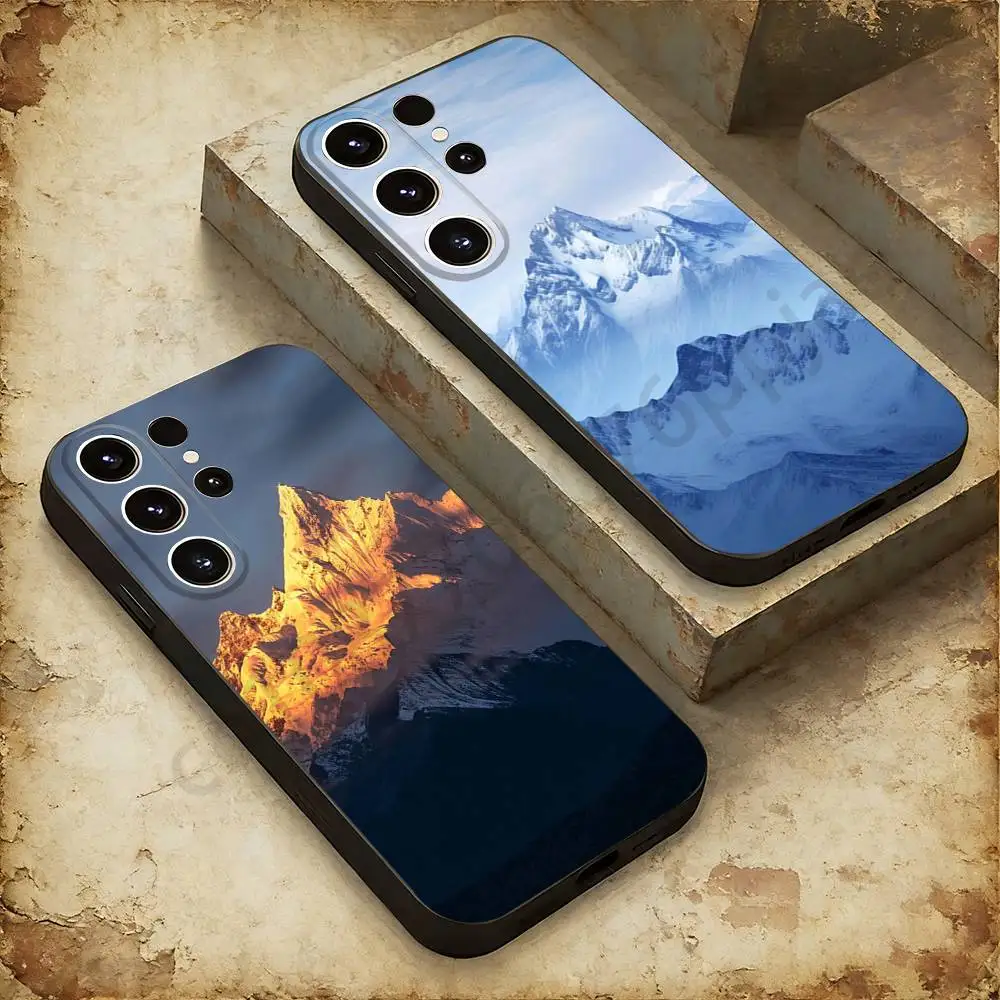 Natural Scenery Snow Mountain Phone Case For Samsung Galaxy A20,21s,22,31,32,52,53,72,73,80,91 Soft Liquid Silicone Black Cover