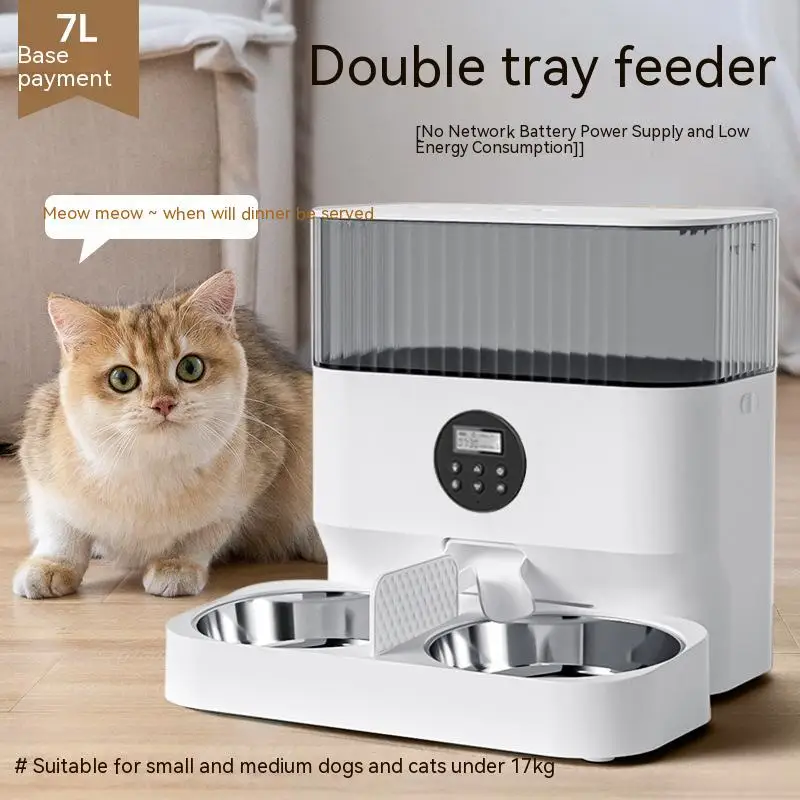 

7L Double 2 Bowl Intelligent automatic feeder for cats and dogs Pet products Cat food basin Dog food basin Self feeding feeder