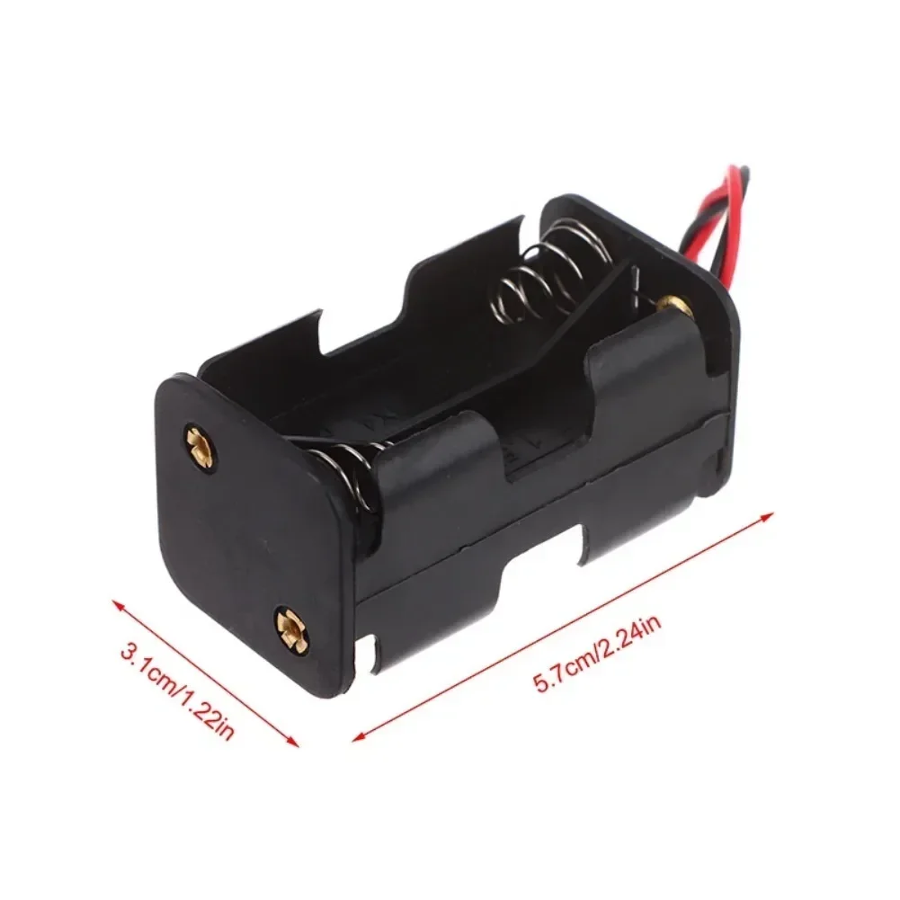 Soporte de batería AA de 6V para 4 X baterías, caja de almacenamiento de plástico negro, doble capa con cable de plomo con receptor de conector JR DIY