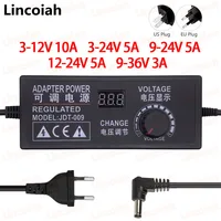 Adaptador Universal AC/DC ajustable, 3V-12V, 9V-24V, 12V-24V, 5A, 10A, con pantalla de visualización, convertidor de potencia de conmutación regulado por voltaje