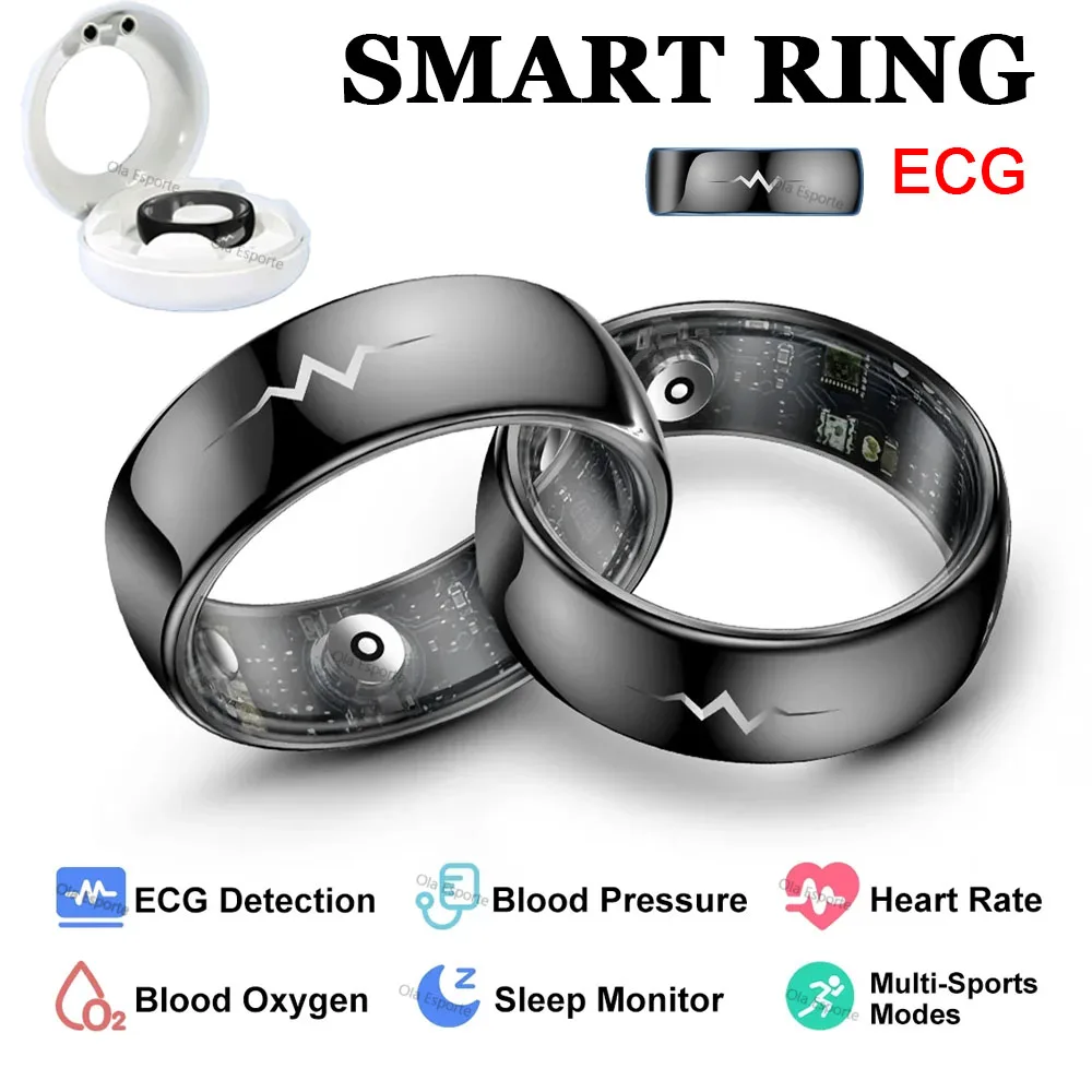 

2025 New Smart Ring ECG/Blood Pressure Health and Sleep Monitor Multiple Sport Mode 5ATM Fitness Tracker For Men Women Smartring