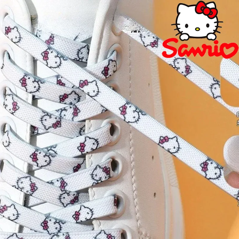 150cm Hello Kitty modne sznurowadła Sanrio Cartoon Kuromis drukowane Graffiti płaskie trampki akcesoria do sznurowadeł dziewczyny prezenty