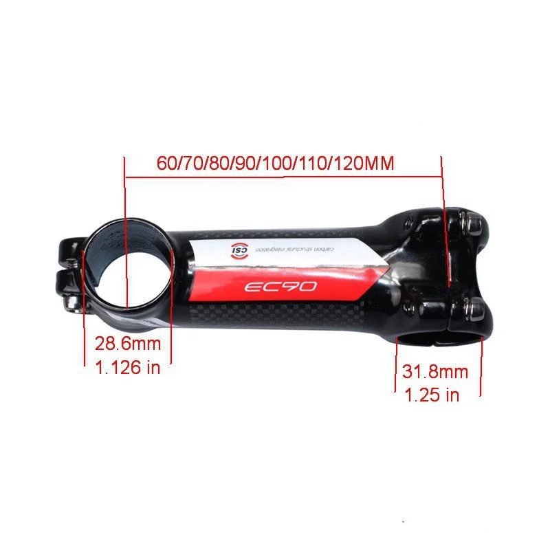 EC90 Carbon Fiber and Aluminum Alloy Road Mountain Bike Stem, Riser 6 Degree Bicycle Stem, Cycling Parts, 3K Glossy