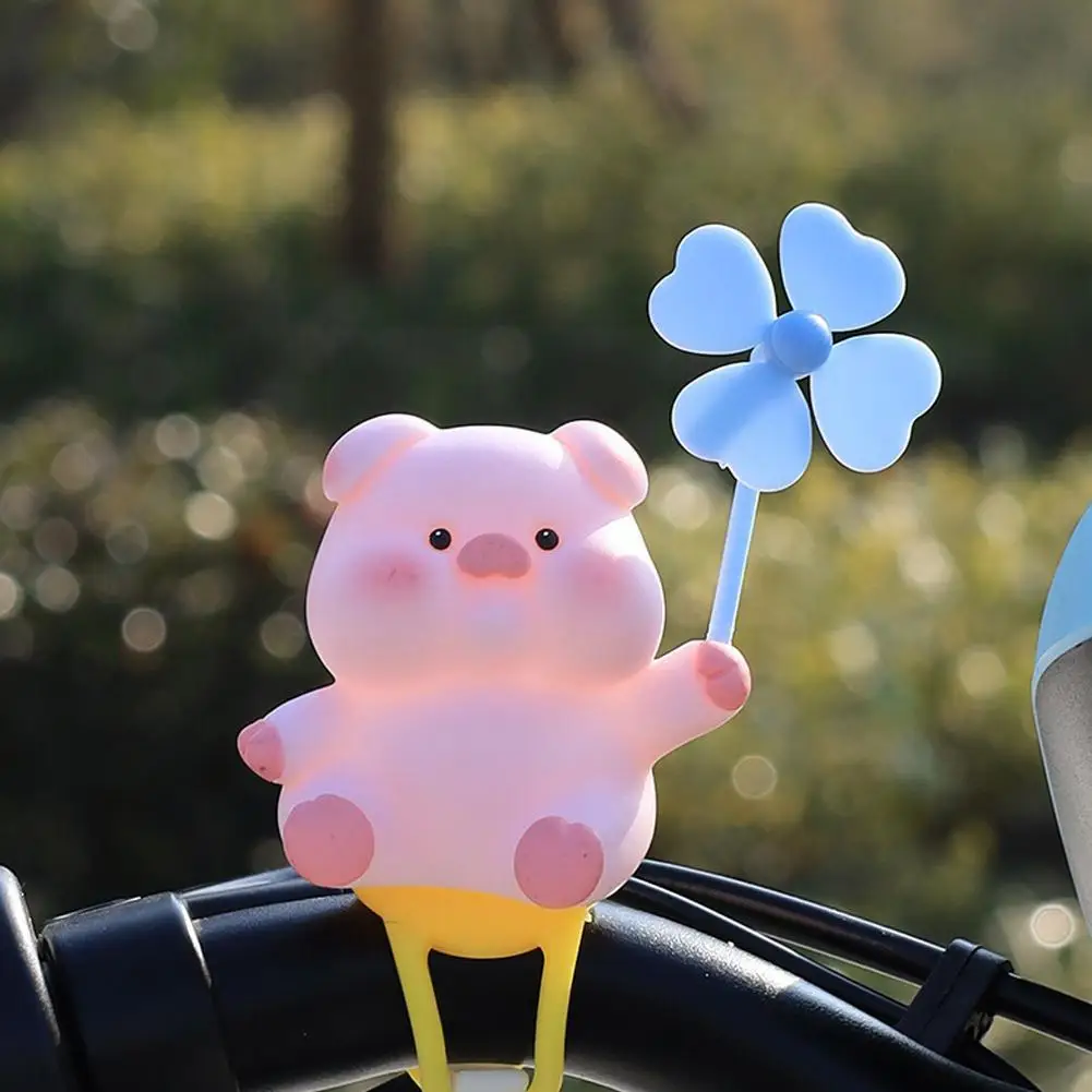 Wind Broken Rubber Bicycle Cute Little Pink Pig Propeller Wind-breaking Rabbit Road Bike Motor Helmet Riding Cycling Decoration