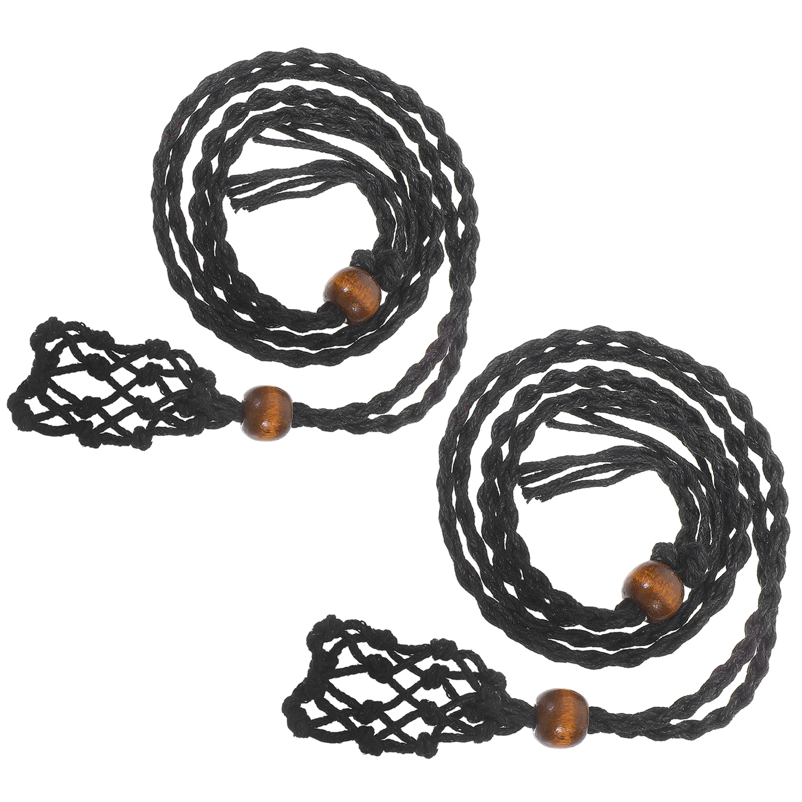 

2Pcs Crystal Necklace Cord Holder Adjustable Hand Woven Cage Pendant Empty Stone Holder for DIY Jewelry Making and Accessories