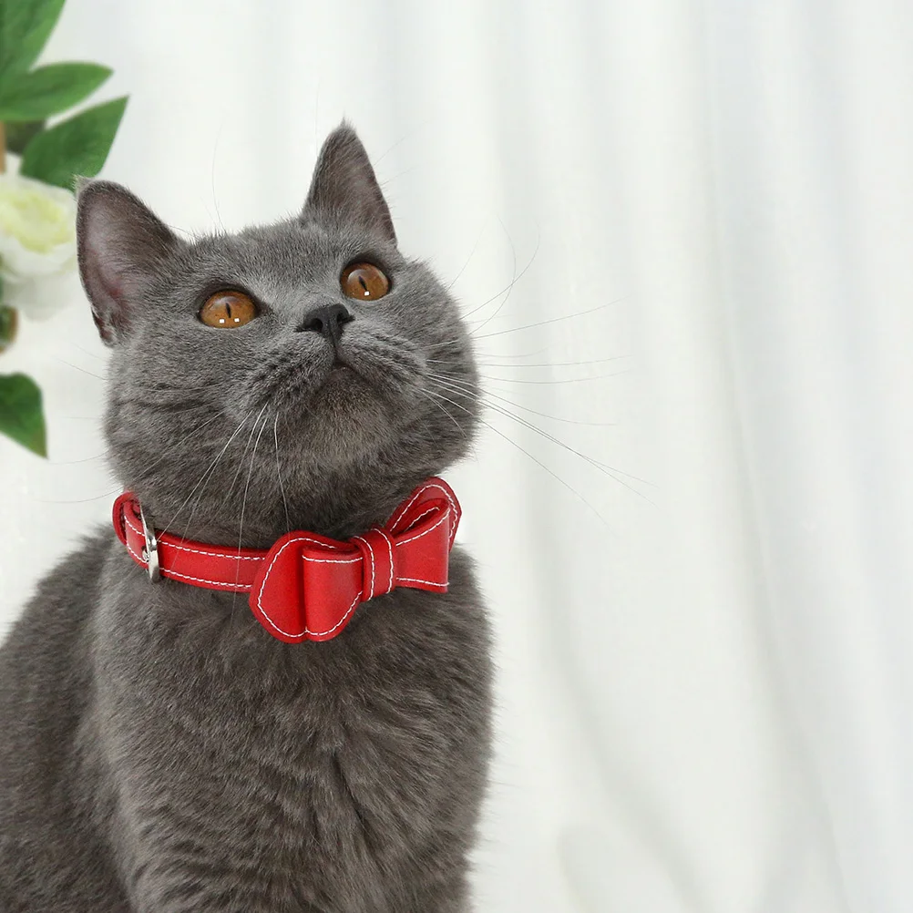 

Pu Pet Collar Bowknot Soft Comfortable Cat Dog Neck Fashion Stylish Accessory Black