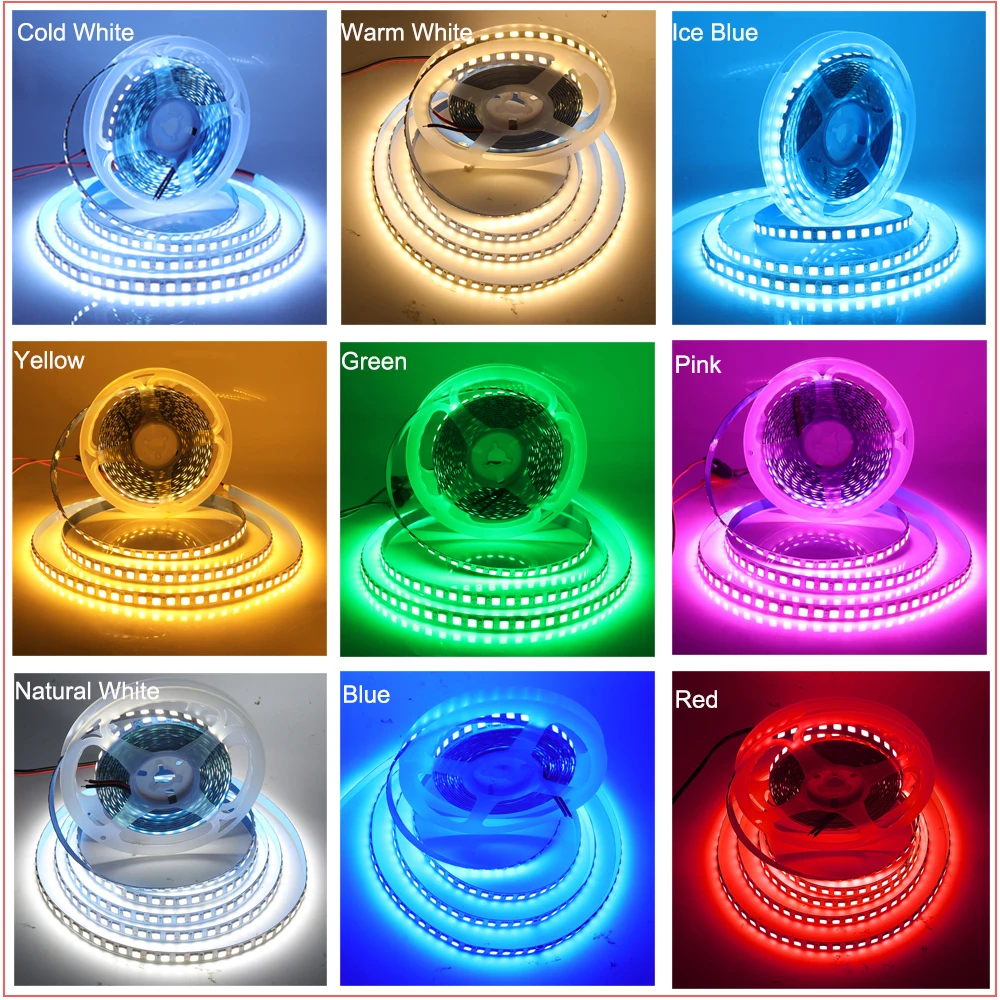 Светодиодный ленточный светильник 12 в 24 В 2835 5050 5054 5 м RGB белый розовый красный синий гибкая светодиодная лента Ribblon 120LED 60LED 480LED