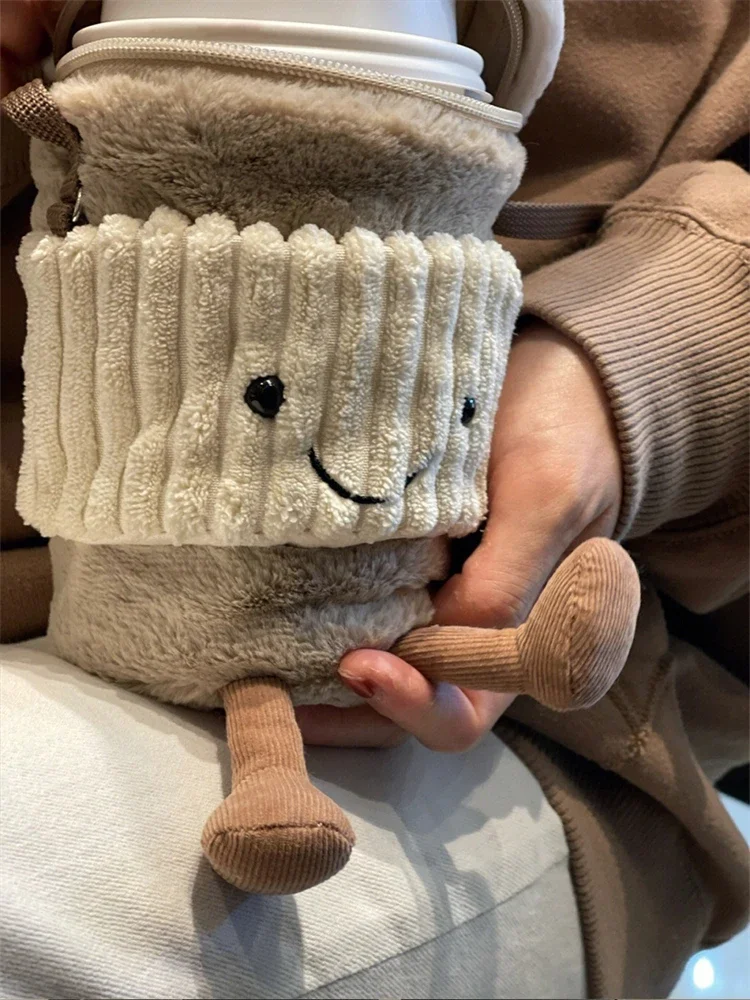Replik Cartoon Kaffee Milch Tee Beutel Anhänger Plüsch Spielzeug Schlüsselbund Puppen Begleit Tassen Umhängetaschen Plüsch Weibliche Taschen – Detail 8