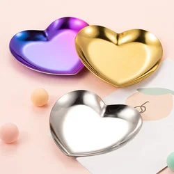 1Pc Metal Storage Tray Rose Gold Gradient Jewelry Rhinestone Nail Art Tips Plate Heart Display Manicure Salon Tools