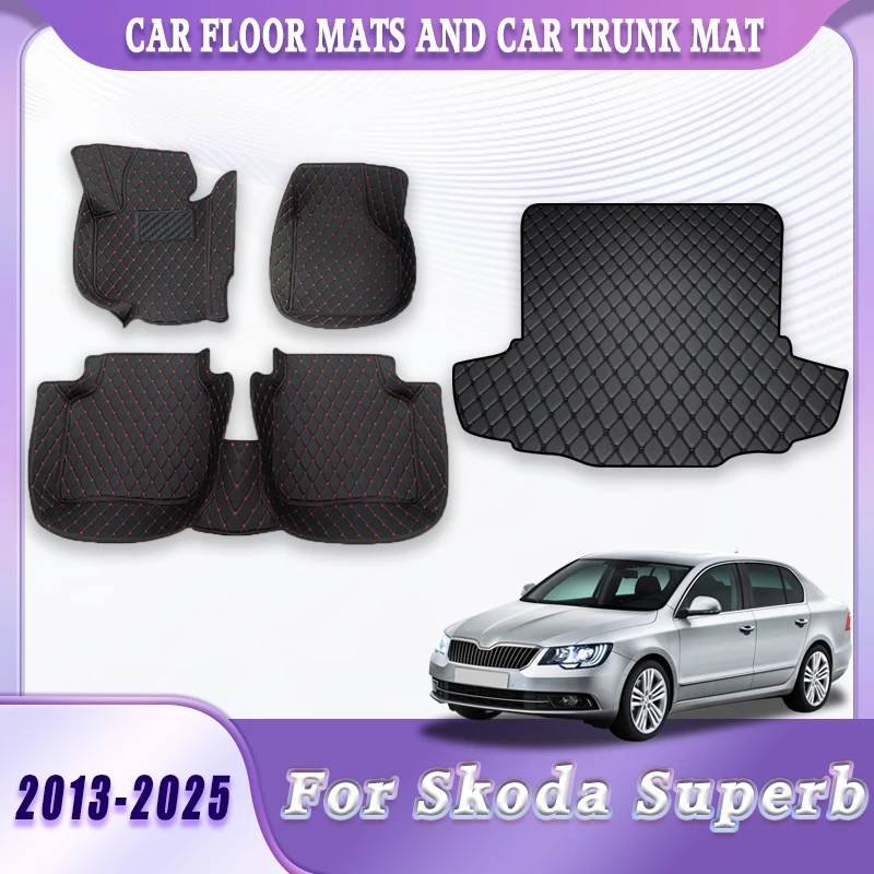 

All-Weather Car Floor Mats Trunk Liner For Skoda Superb 2013-2025 Wear-Resistant Front Rear Vehicle Interior Upgrade Accessories