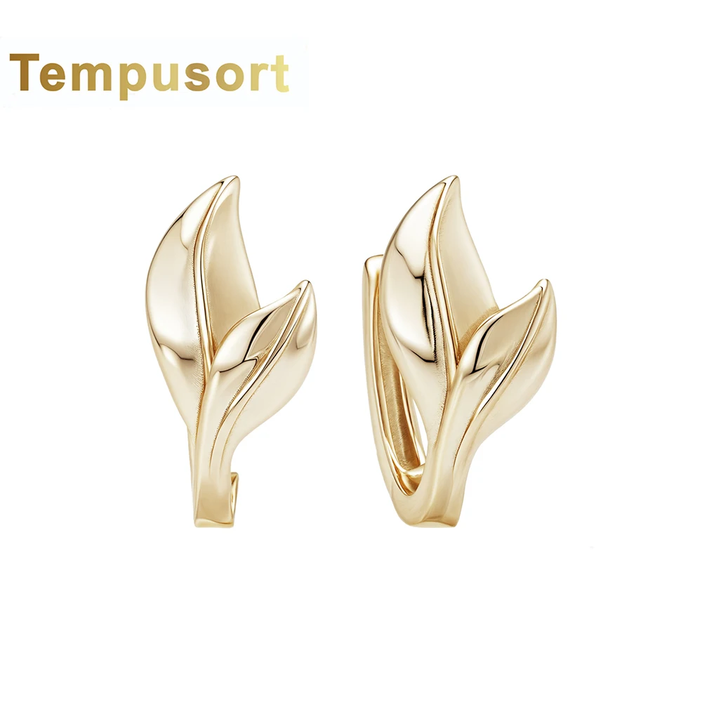 

Tempusort из стерлингового серебра 925 пробы, уникальные 3D серьги-кольца в форме листа для женщин, гипоаллергенные легкие и прочные ювелирные аксессуары