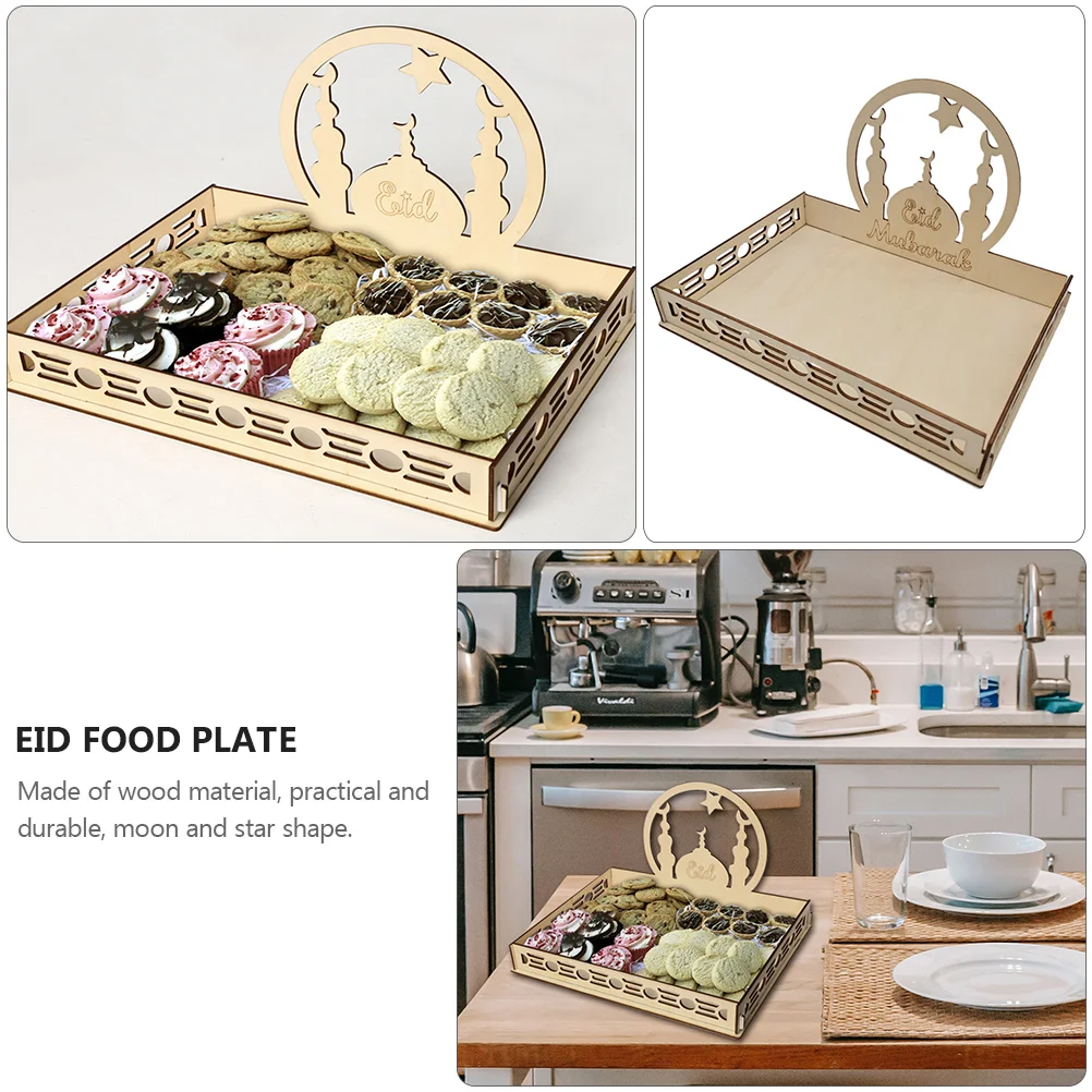 

Dessert Tray Eid Mubarak Tableware Lesser Bairam Food Serving Plate Ramadan Wooden Pallets