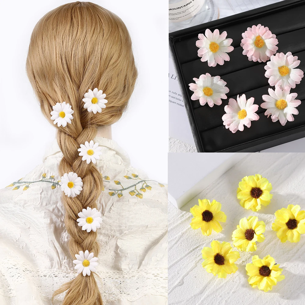 

6Pcs Cute Daisy Small Flower Hairpins Side Bangs Clip Romantic Duckbill Hair Clip Hair Accessories Headwear Side Hairpin Women