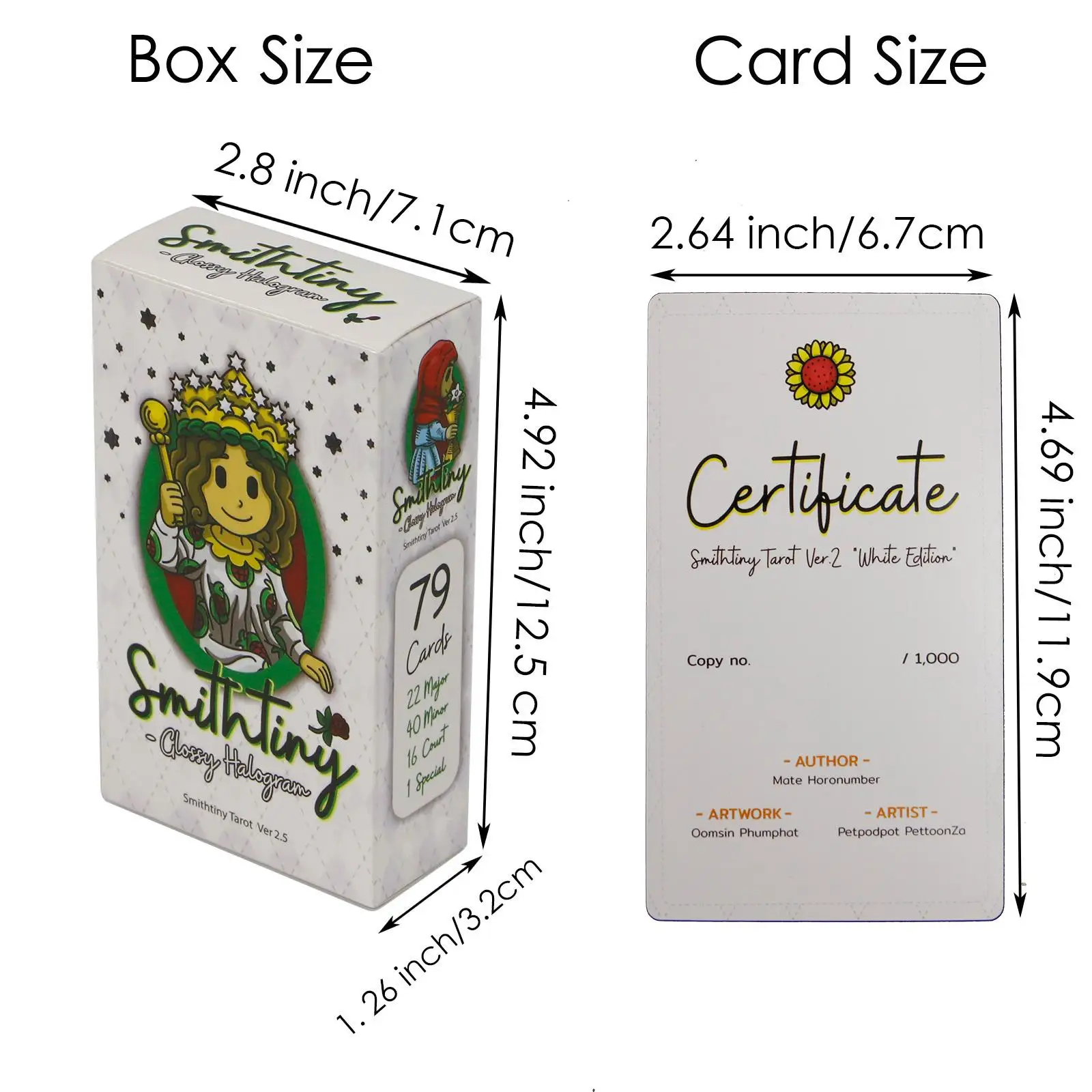 SmithTiny Tarot Deck V2.5, 79-częściowe karty tarota Cartoon Cute Boy z przewodnikiem, karty tarota o standardowym rozmiarze dla początkujących