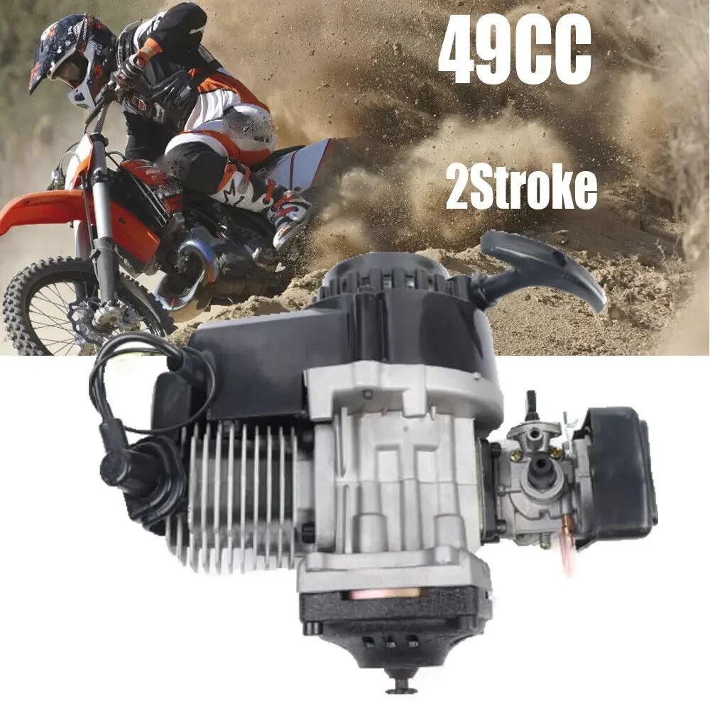 Kit motore bici motorizzato con avviamento a strappo per motore completo da corsa a 2 tempi 49CC per scooter ATV Pocket Bike Mini Dirt Bike