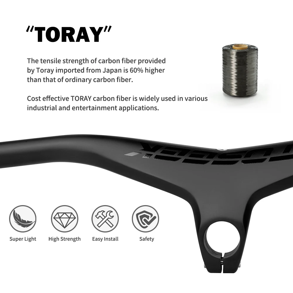 TOSEEK – guidon et tige de vtt intégrés en carbone, 660mm, -17 degrés, pour vtt, 800 ~ 100*70/80/90/mm, pièces de bicyclette