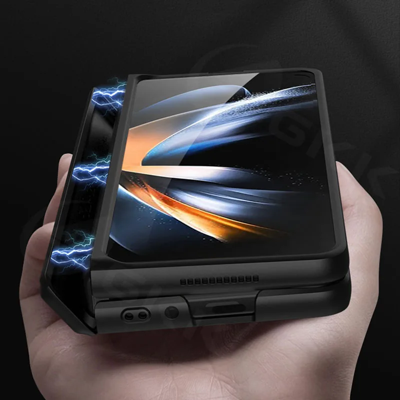 Shockproof Armor Magnetic Hinge Case For Samsung Galaxy Z Fold 4 Fold4 5G All-included Holder Matte Hard PC Case Cover no glass