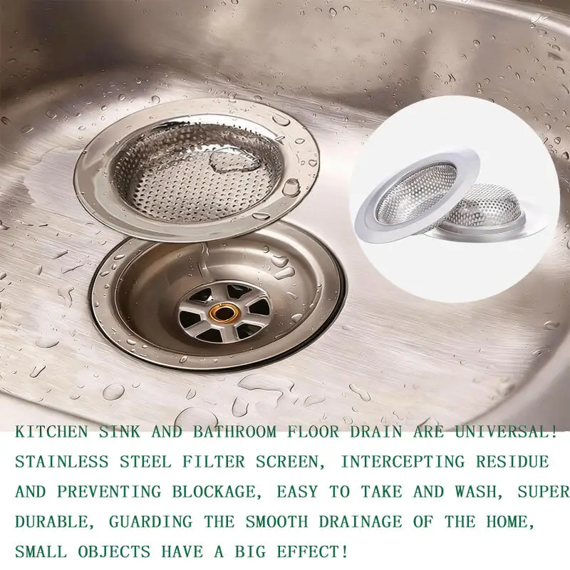 1-5個のステンレス製シンクストレーナー、キッチン/バスルーム排水フィルターメッシュ下水道スクリーン、細かいメッシュ排水カバーストレーナーバスケット