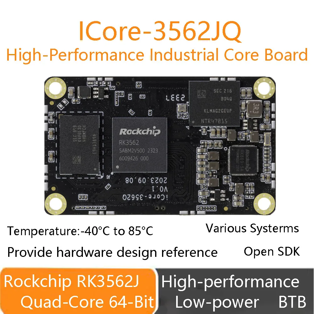 

firefly iCore-3562JQ Industrial Mainboard RK3562J Quad-Core 64-Bit High-Performance Low-Power -40°C to 85°CBTB Interface WiFi 4G