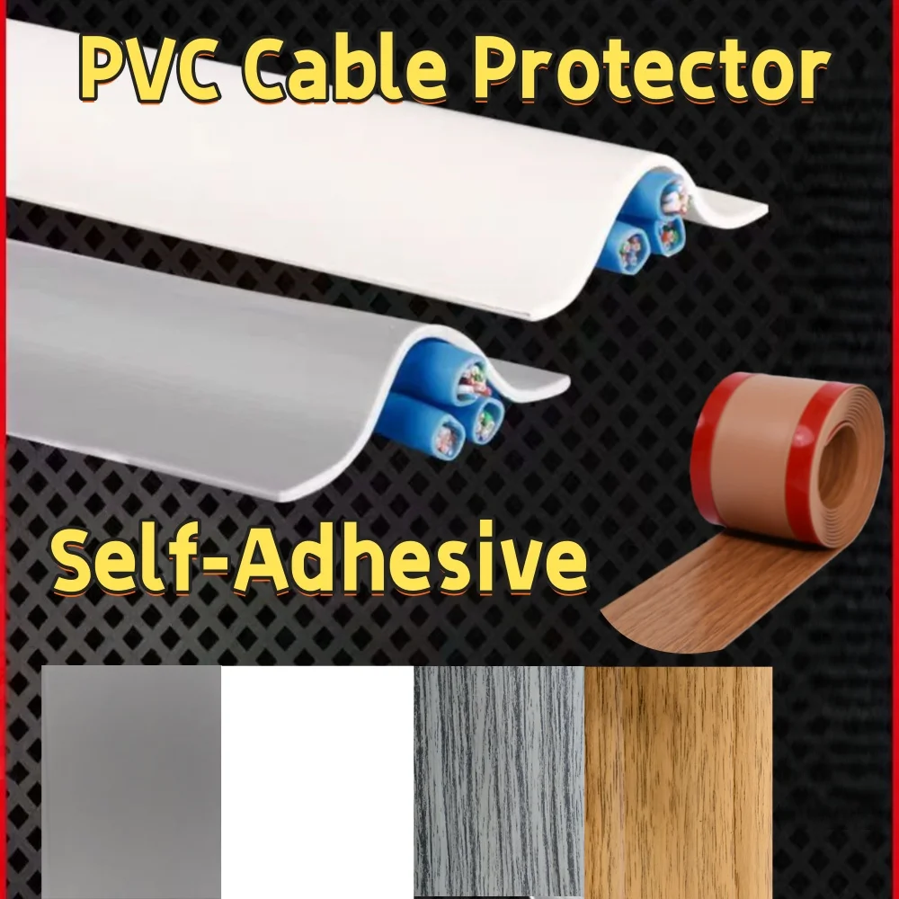 1Roll Cable Cover Protector PVC Self-Adhesive Wire Protection Strip Wear Resistant Prevent Trip Wall And Floor Wire Organizer
