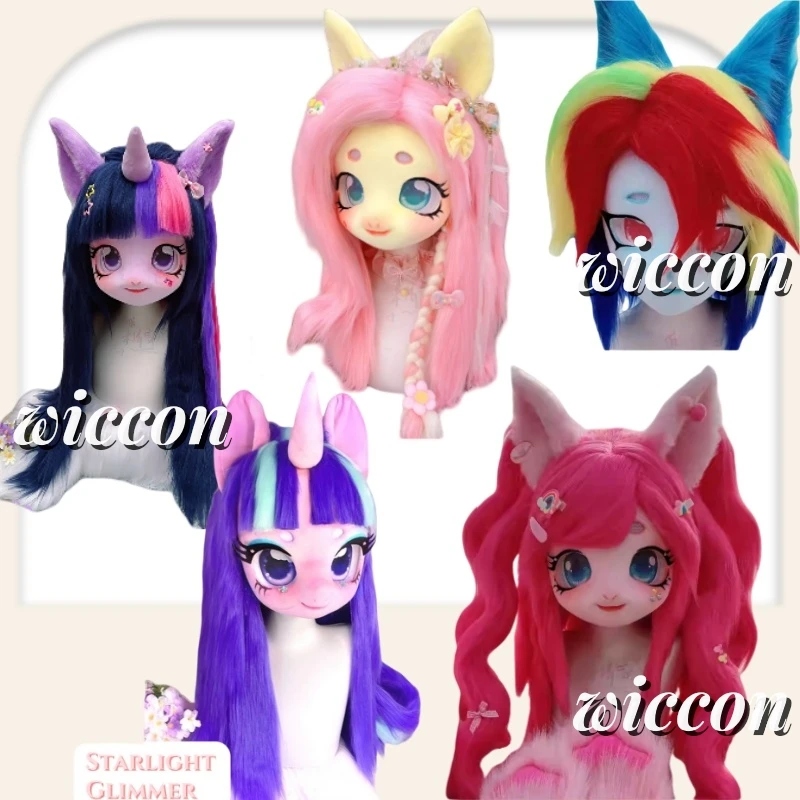 

Starlight Glimmer Fursuit Косплей Гарнитура Пушистый Костюм My Lovely Pony Furry Kig Кигуруми Животное Флаттершай Маска Косплей Костюм