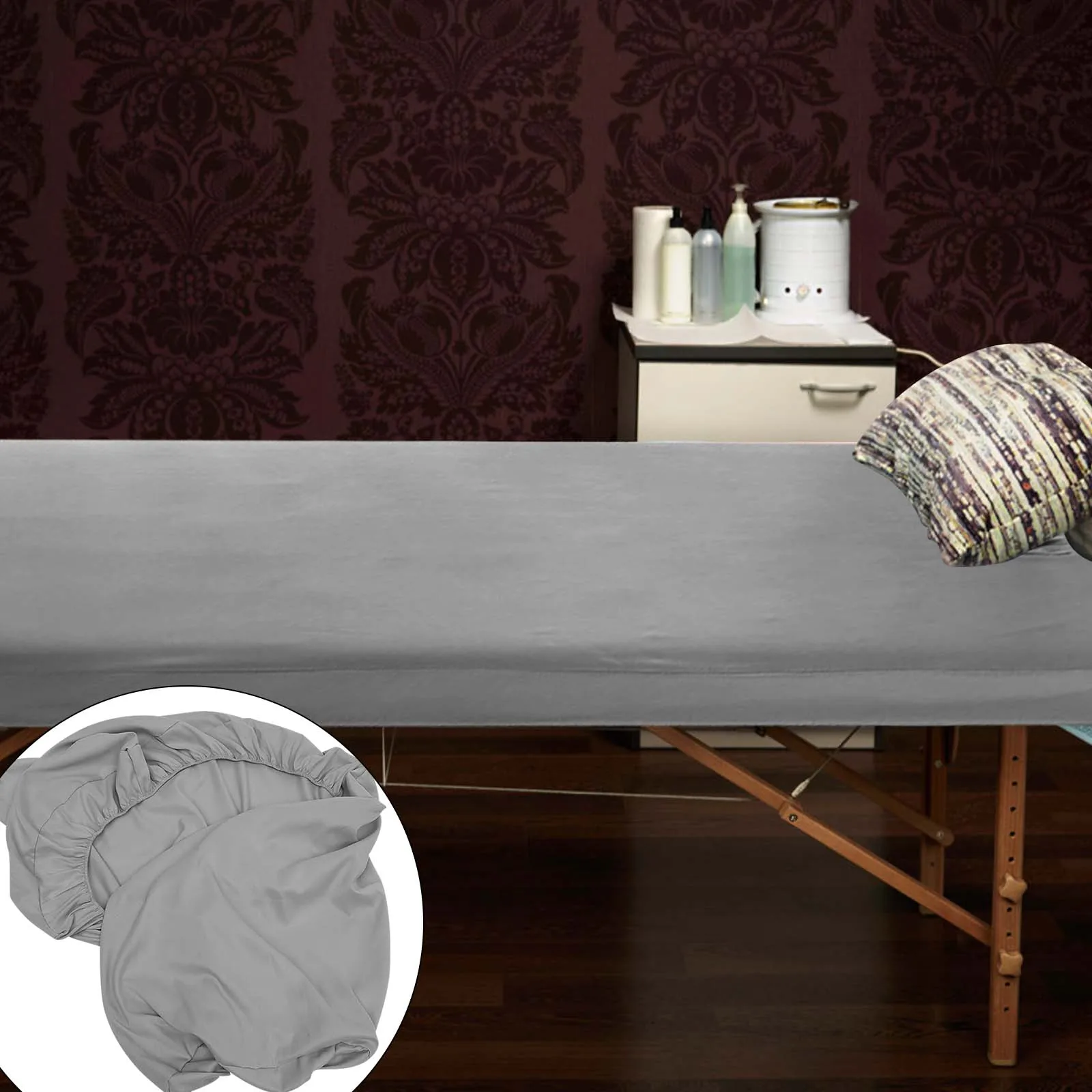 

Massage Bed Cover Grey Washable Spa Couch Cover For Tablets Reusable Massage Sheet With Breathing Holes Knitted Cotton High