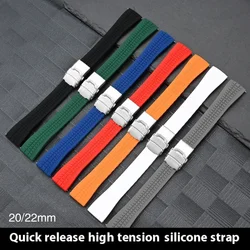 20mm 22mm High Tensile Silicone Strap for Seiko Quick Release Folding Buckle Watch Band Universal Rubber Bracelet Accessories