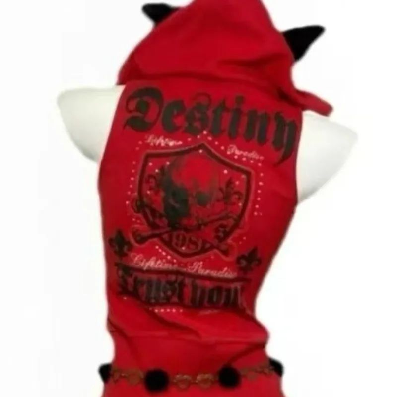 Sudadera con capucha Punk americana Hottie, chaleco con capucha con estampado de letras Retro de subcultura, camisetas estéticas populares Harajuku, Tops ajustados con cremallera para mujer