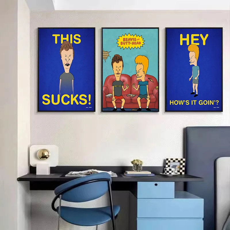 Beavis and Butt-Head US 90s TV Shows Vintage Retro Poster Prints Decorative Wall Art Canvas Painting Home Bar Room Decor Gift