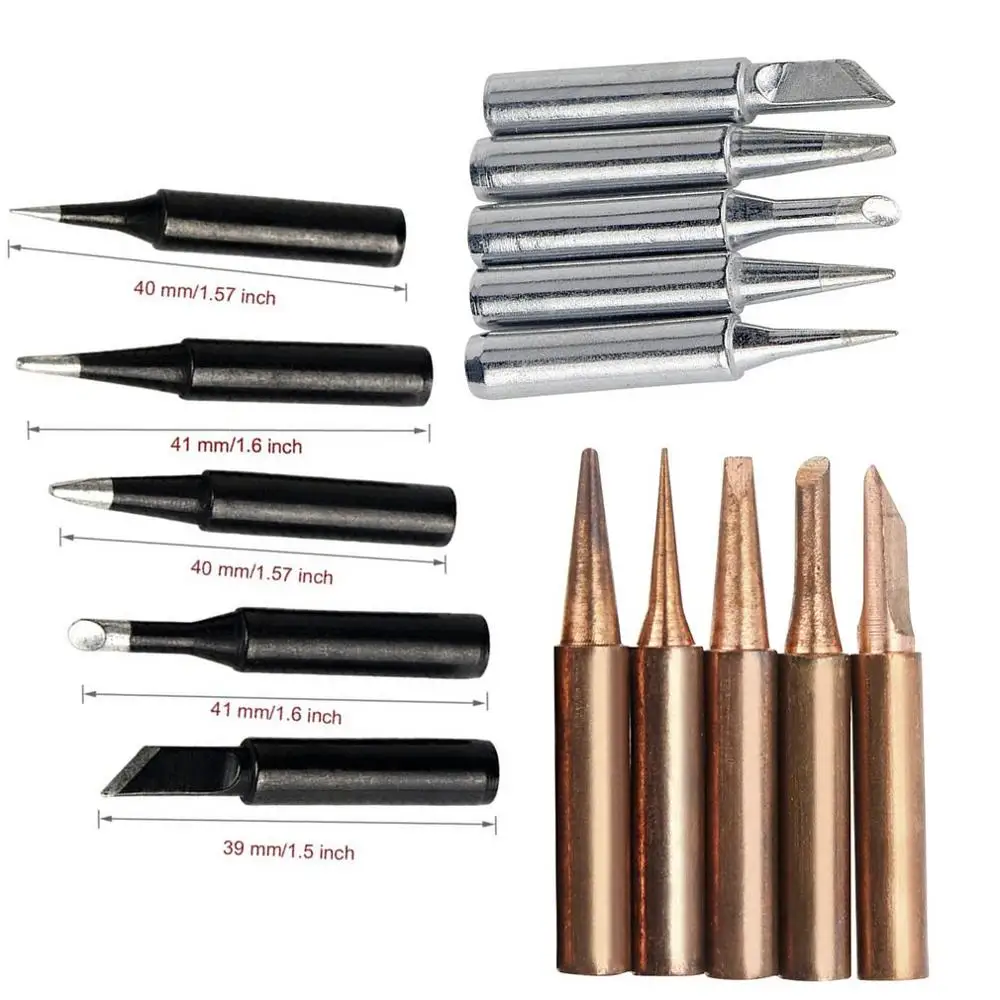 

5pcs Soldering Iron Tips Internal Heated 936 Soldering Head Universal Welding Solder Rework Tools Accessories