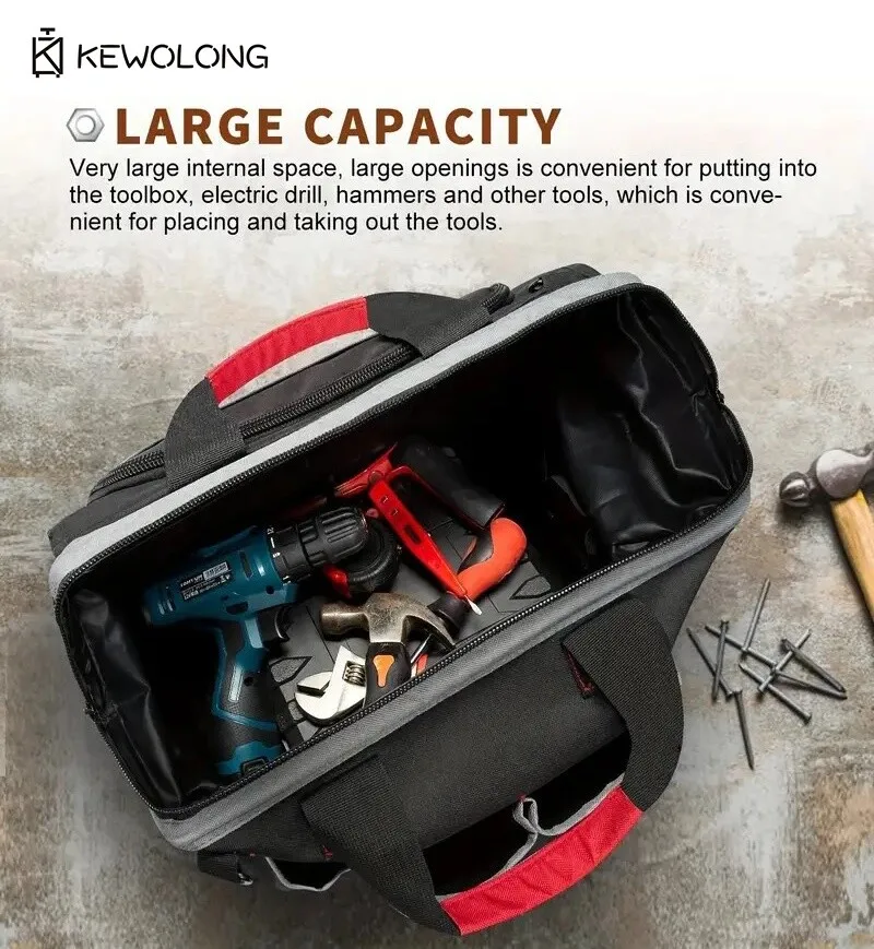 กระเป๋าเครื่องมือสะพายไหล่อเนกประสงค์ - กระเป๋าเครื่องมือช่างไฟฟ้าสำหรับงานหนัก ชุดติดตั้งแบบสะพายข้างสำหรับการซ่อมและบำรุงรักษา