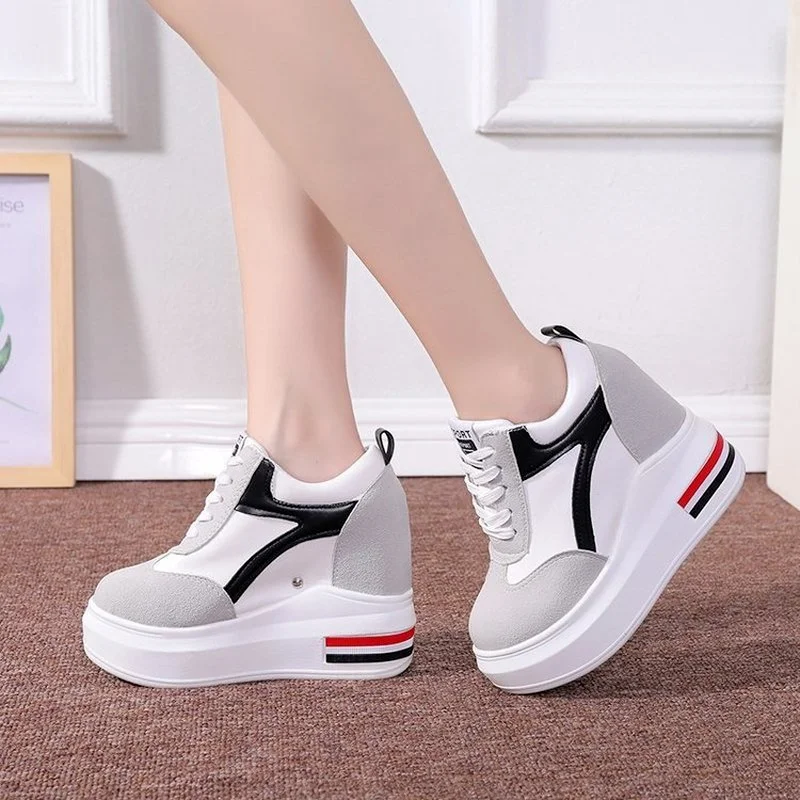 2022 Classic Fashion Woman sneakersy na wysokiej podeszwie wiosna buty damskie kobieta czarne białe trampki oddychające Zapatos Casual Mujer