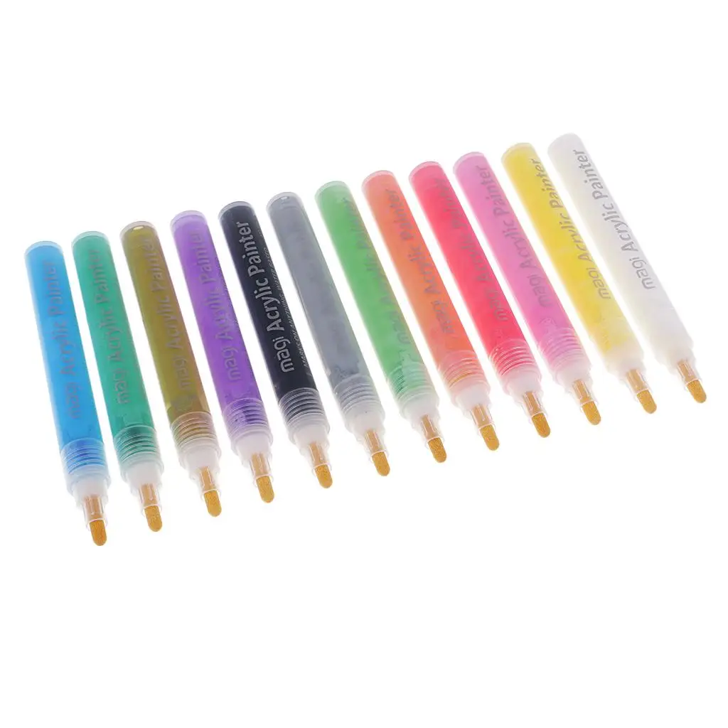 

12 Colors Acrylic s Pen, Art Permanent Paint Pens for Painting on Rock, Glass, Canvas, Fabric, Metal, Wood, Ceramic