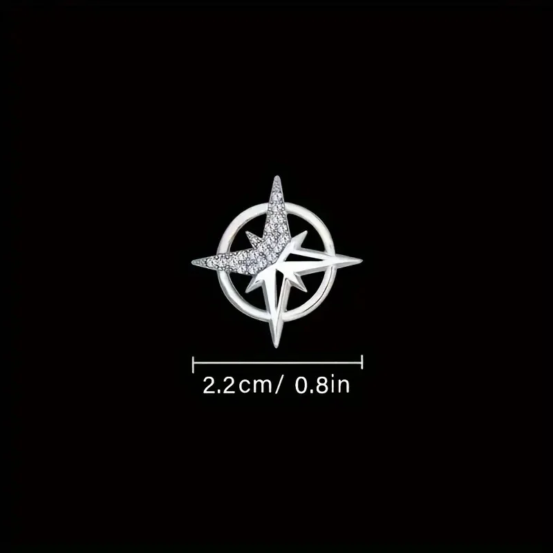 Six-Pointed Star Brooch Men\'s Suit Corsage Small Collar Pin Shirt Collar Button Creative Personalized Badge Button